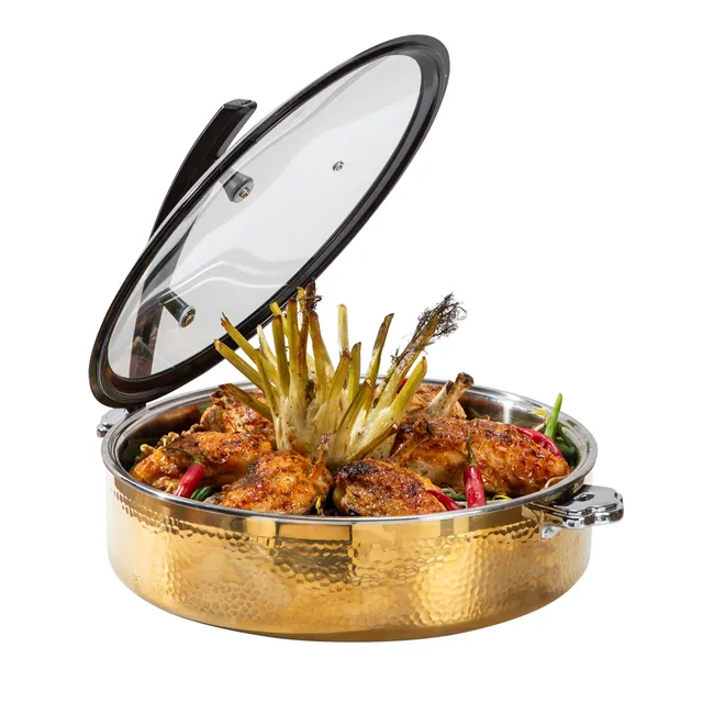 rosseto-rondeau-cw-ncb38cg-buffet-server-rund-hammerschlag-gold-7-93-qt image 1