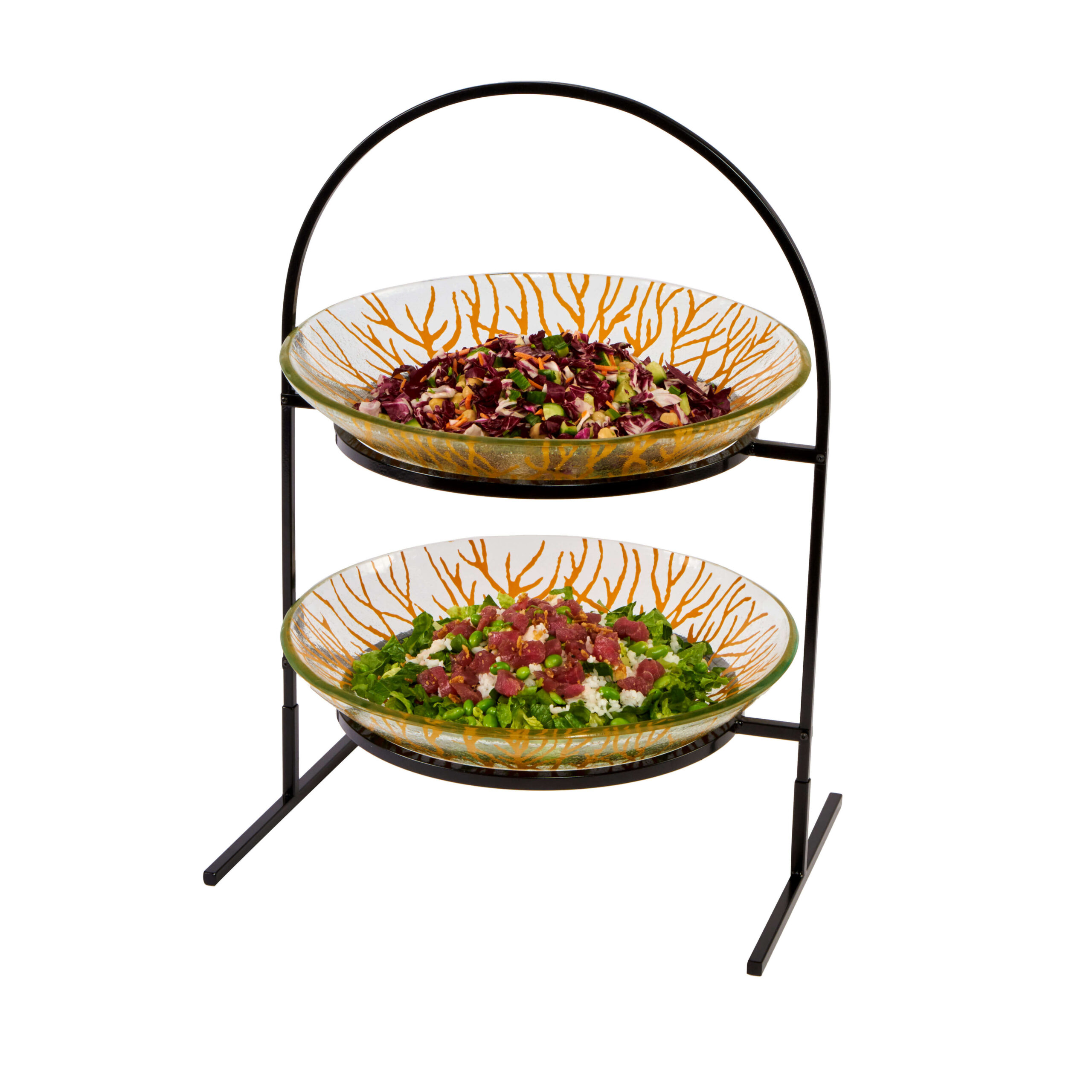 rosseto-kalderon-gst08mfp-etagere-2-stufig-mit-2-radici-glasschalen-senf image 1