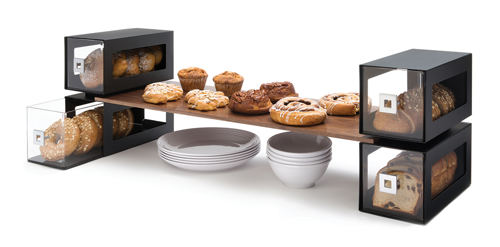 rosseto-bd101-bakery-display-s-ule-2-st-ckig-schwarz-matt-mit-acryl-schubladen image 2