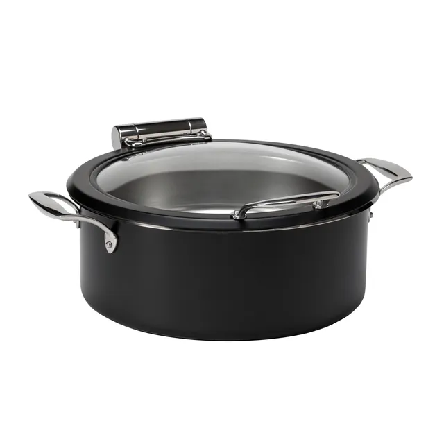 rosseto-le-dish-black-round-chafing-pot-4-8-qt-gwd300el-bk image 1