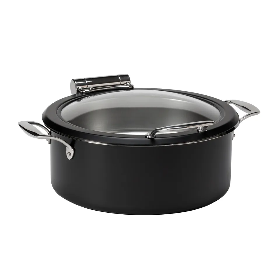 rosseto-le-dish-black-round-chafing-pot-4-8-qt-gwd300el-bk image 1