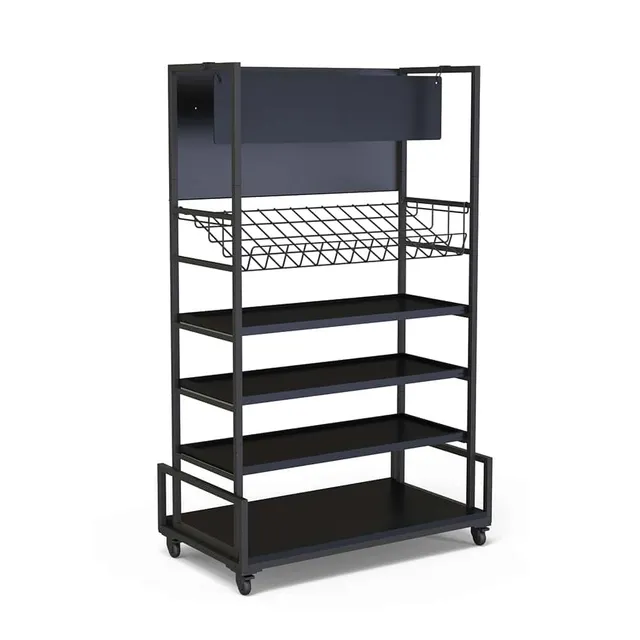 rosseto-mc-basic2-modulite-cart-frame-mit-3-schwarzen-bambus-ablagen-drahtkorb-u image 1