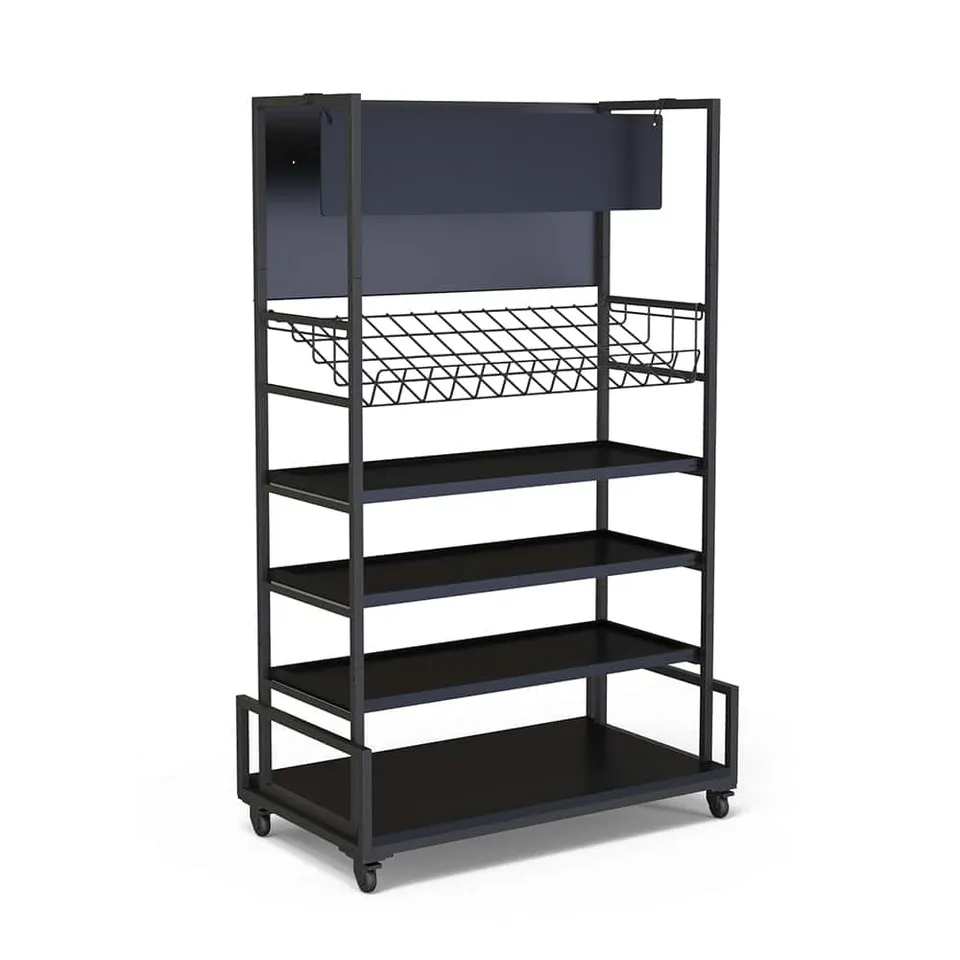 rosseto-mc-basic2-modulite-cart-frame-mit-3-schwarzen-bambus-ablagen-drahtkorb-u image 1