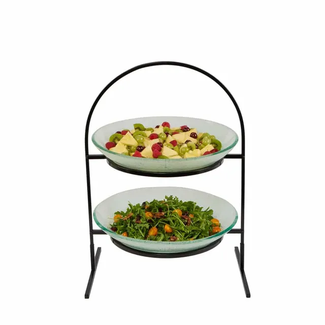 rosseto-kalderon-gst08fwfp-etagere-2-stufig-mit-2-foglia-glasschalen-wei-35-5-cm image 1
