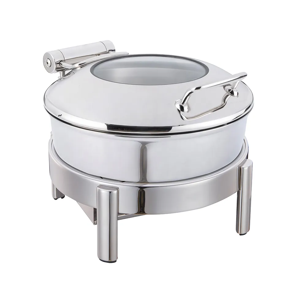 rosseto-vista-chrome-round-chafing-set-4-22-qt-gw40eslk-ch-mit-gestell-brennerha image 1