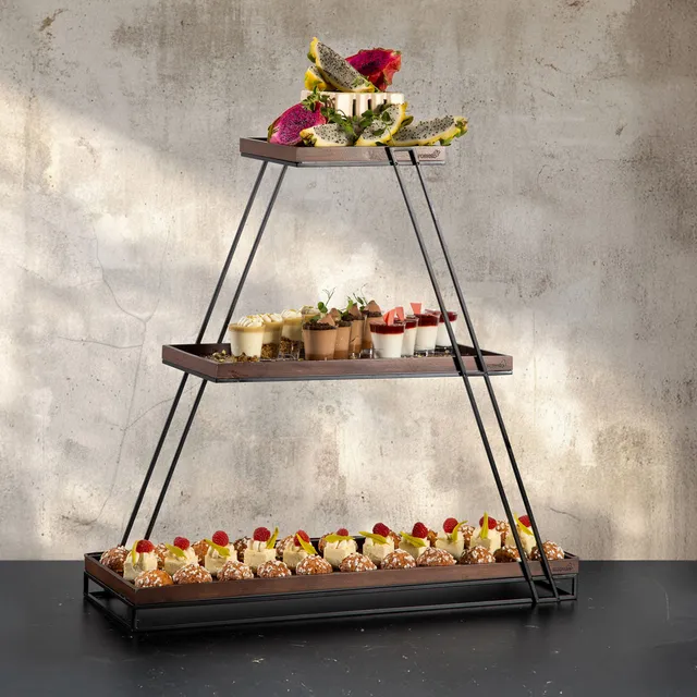 rosseto-skyrize-sr3b-w-etagere-schwarz-mit-walnuss-ablagen image 1