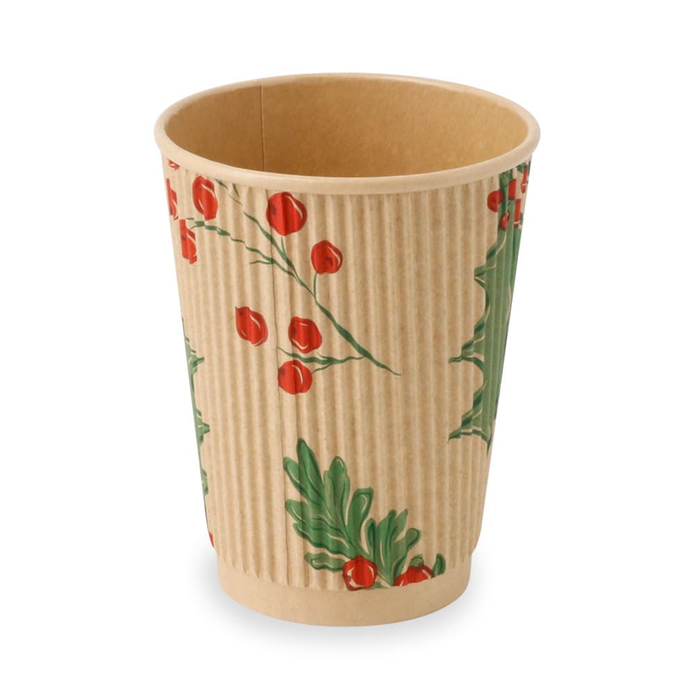 biozoyg-riffelbecher-200-ml-8-oz-wintermotiv-zweige-25-st-ck-kaffeebecher-to-go image 2