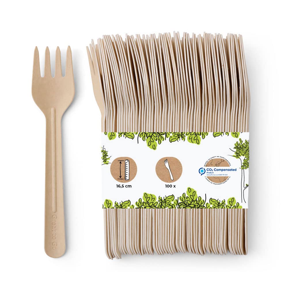 biozoyg-papiergabel-16-5-cm-braun-partygabel-einweg-100er-pack image 1