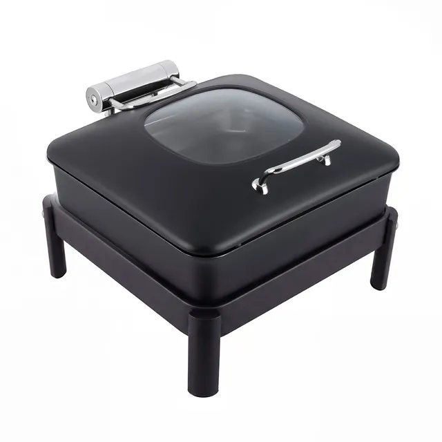 rosseto-vista-gw32eslk-bk-chafing-pot-6-34-qt-schwarz-mit-schwarzrahmen-brenner- image 1