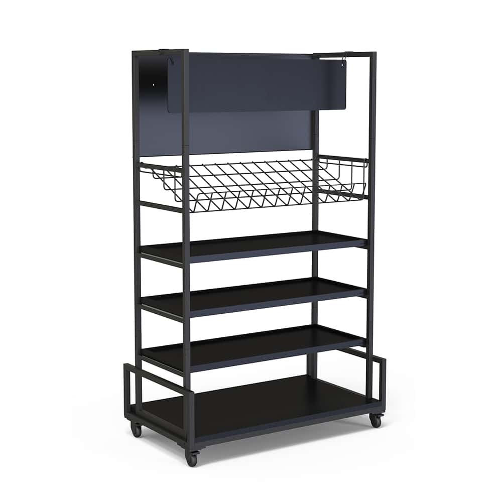 rosseto-mc-basic2-modulite-cart-frame-mit-3-schwarzen-bambus-ablagen-drahtkorb-u image 1