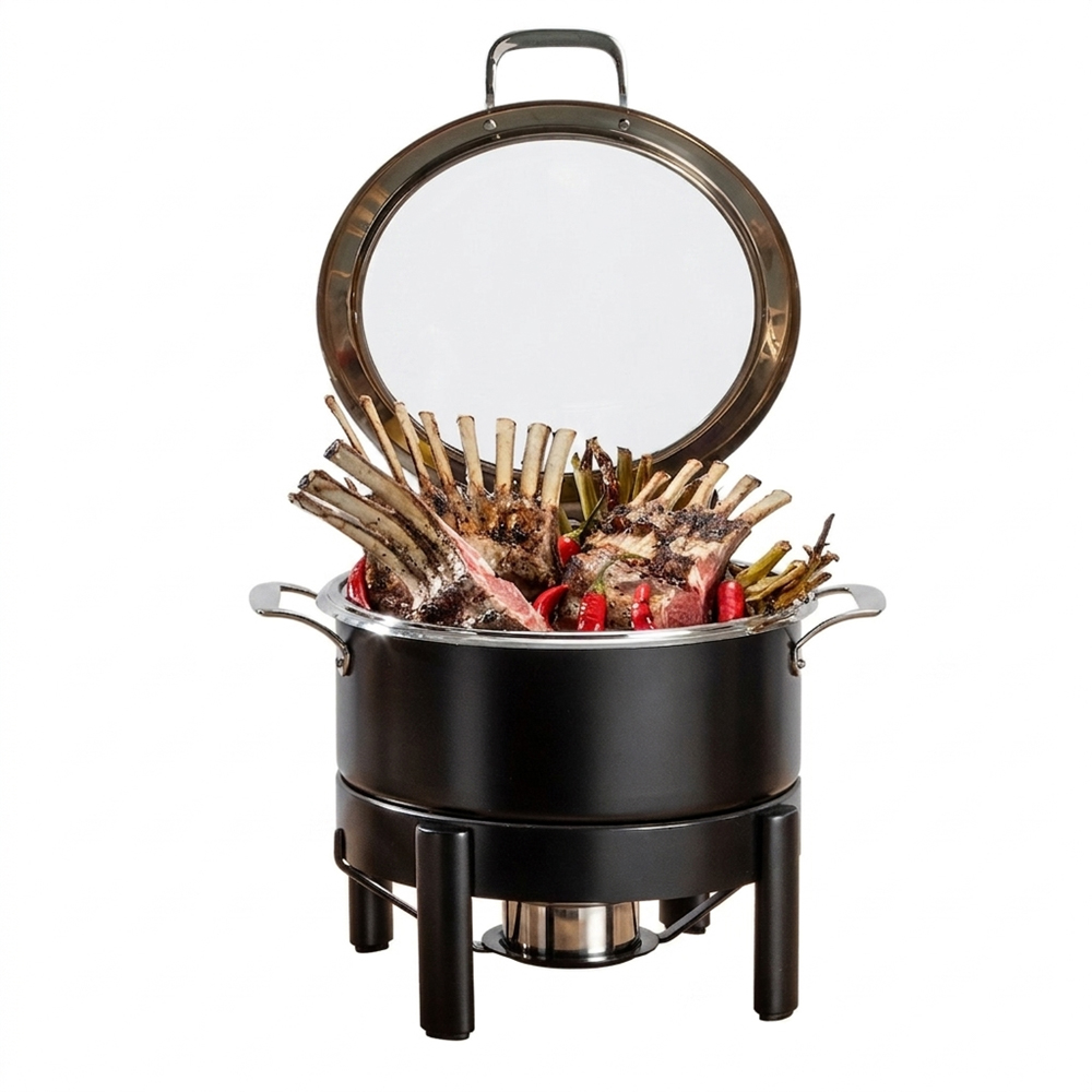 rosseto-le-dish-gwd300k-bk-chafing-set-4-5-l-schwarz-mit-rahmen-und-brenner-kit image 1