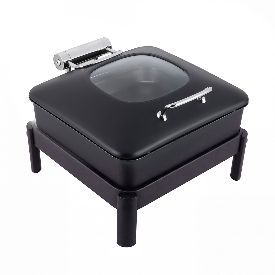 rosseto-vista-gw32eslk-bk-chafing-pot-6-34-qt-schwarz-mit-schwarzrahmen-brenner- image 1