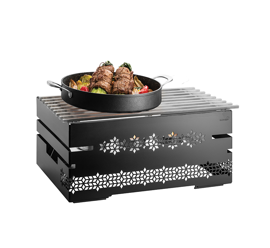 rosseto-mosaic-sk053-multi-chef-warmer-kit-schwarz-matt-10-zoll-mit-brenner-und- image 1