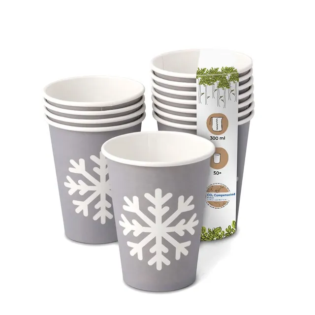 biozoyg-kaffeebecher-schneeflocke-300-ml-50-st-ck-grau image 1