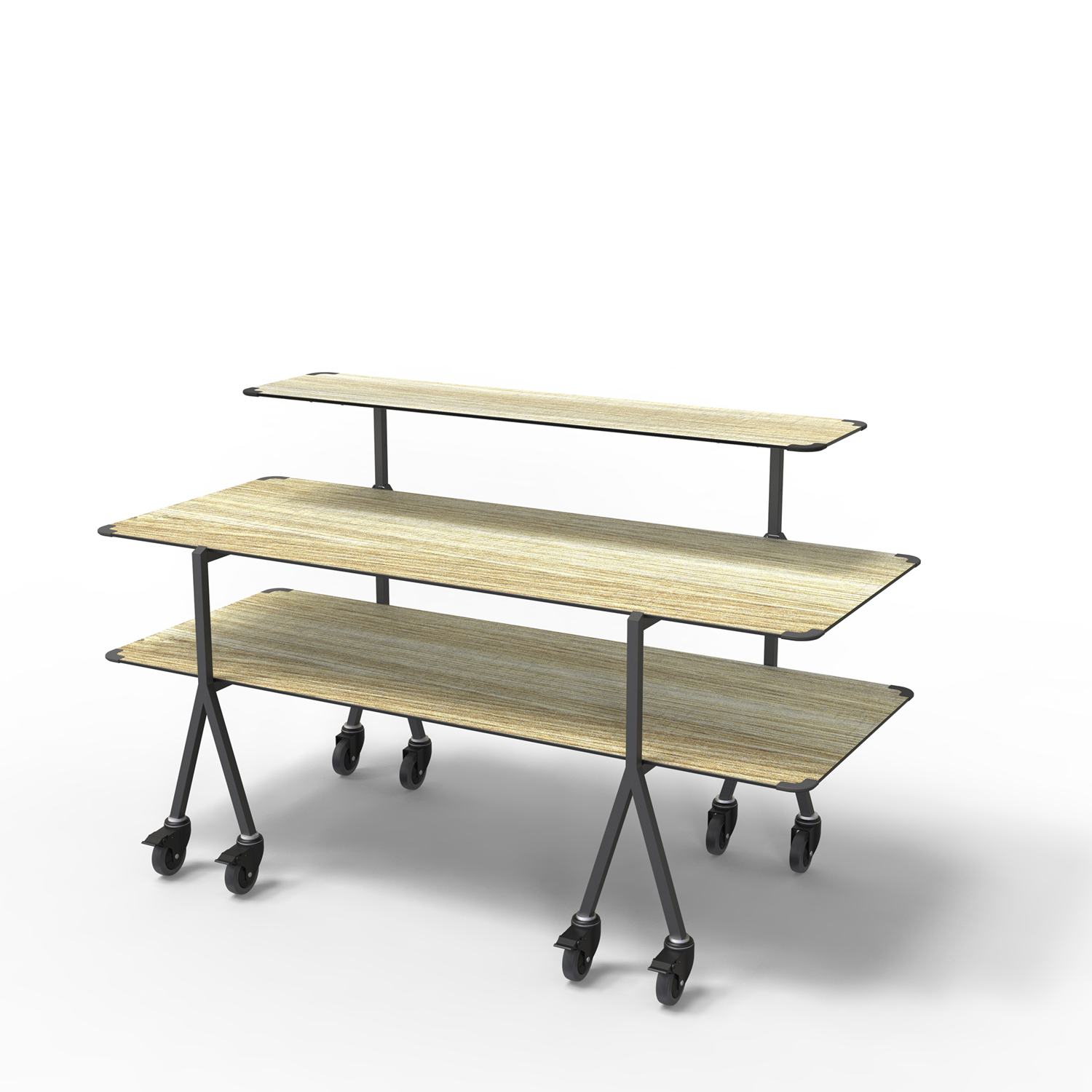 rosseto-modulite-3-level-kit-natural-wood-mit-schwarzen-beinen-auf-rollen image 1