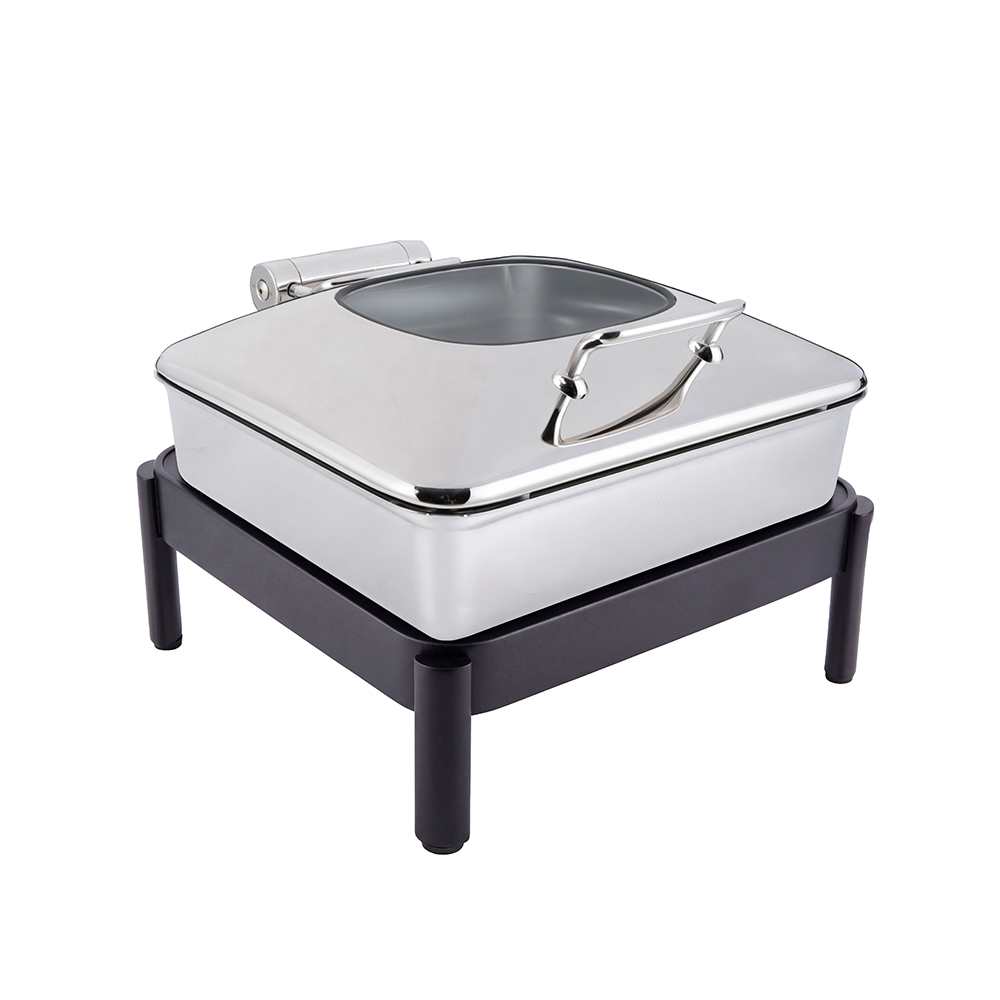 rosseto-vista-gw32eslk-chbk-chafing-topf-6-34-qt-chrom-quadratisch-mit-gestell image 1