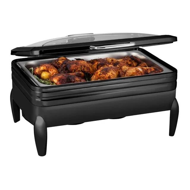 rosseto-de-luxe-cp401f-bk-chafing-dish-rechteckig-mattschwarz-mit-glasdeckel image 1