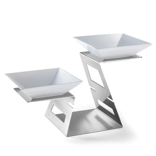 rosseto-swan-sm221-multi-level-riser-system-edelstahl-mit-2-porzellan-schalen image 1