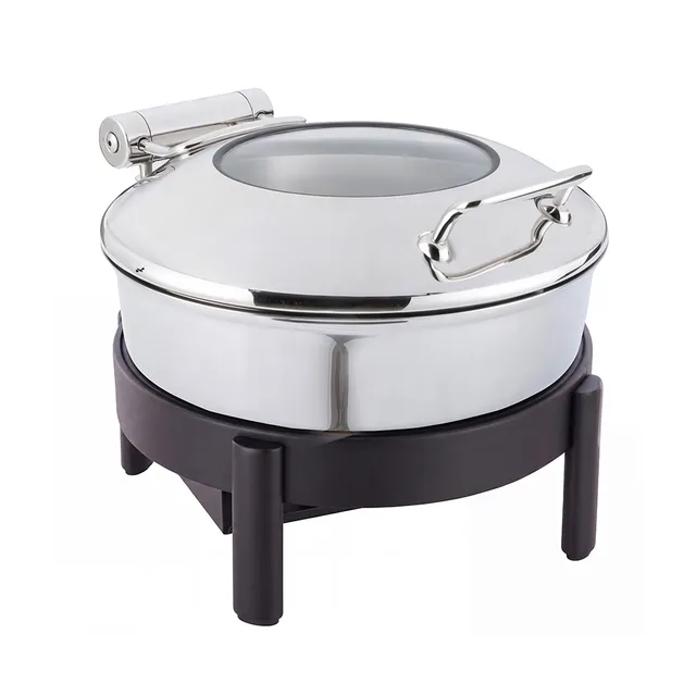 rosseto-vista-gw40eslk-chbk-chafing-topf-rund-3-95-l-chrom-mit-schwarzem-gestell image 1