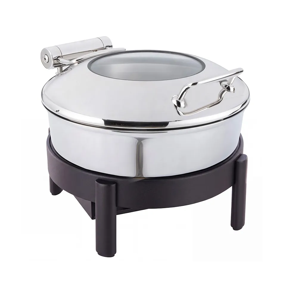 rosseto-vista-gw40eslk-chbk-chafing-topf-rund-3-95-l-chrom-mit-schwarzem-gestell image 1