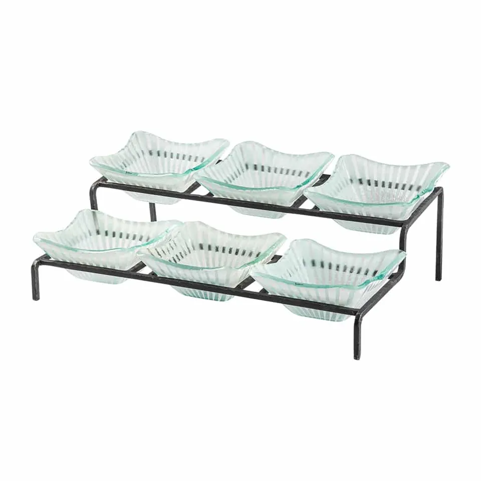 rosseto-kalderon-2-stufiger-condiment-st-nder-schwarz-mit-6-stelo-white-7-glas-s image 1