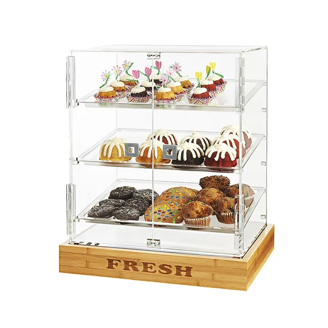 rosseto-bd139-kleine-2-t-rige-bakery-vitrine-mit-3-frosted-tabletts-und-bambus-s image 1