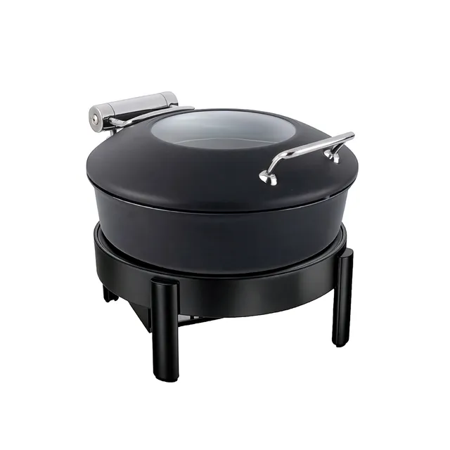 rosseto-vista-black-round-chafing-set-4-22-qt-gw40eslk-bk-mit-gestell-brennerhal image 1