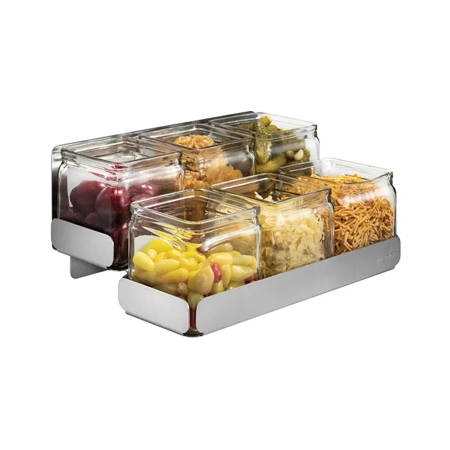 rosseto-sm322-gew-rzstation-2-stufig-mit-6-glasbeh-ltern-im-edelstahlst-nder image 1