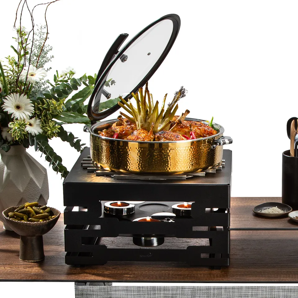 rosseto-multi-chef-sk085-chafing-warmer-eckig-schwarz-matt-mit-grill image 1