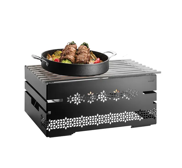 rosseto-mosaic-sk053-multi-chef-warmer-kit-schwarz-matt-10-zoll-mit-brenner-und- image 1