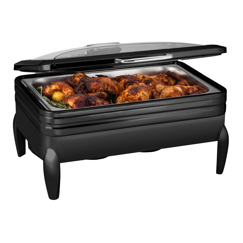 rosseto-de-luxe-cp401f-bk-chafing-dish-rechteckig-mattschwarz-mit-glasdeckel image 1