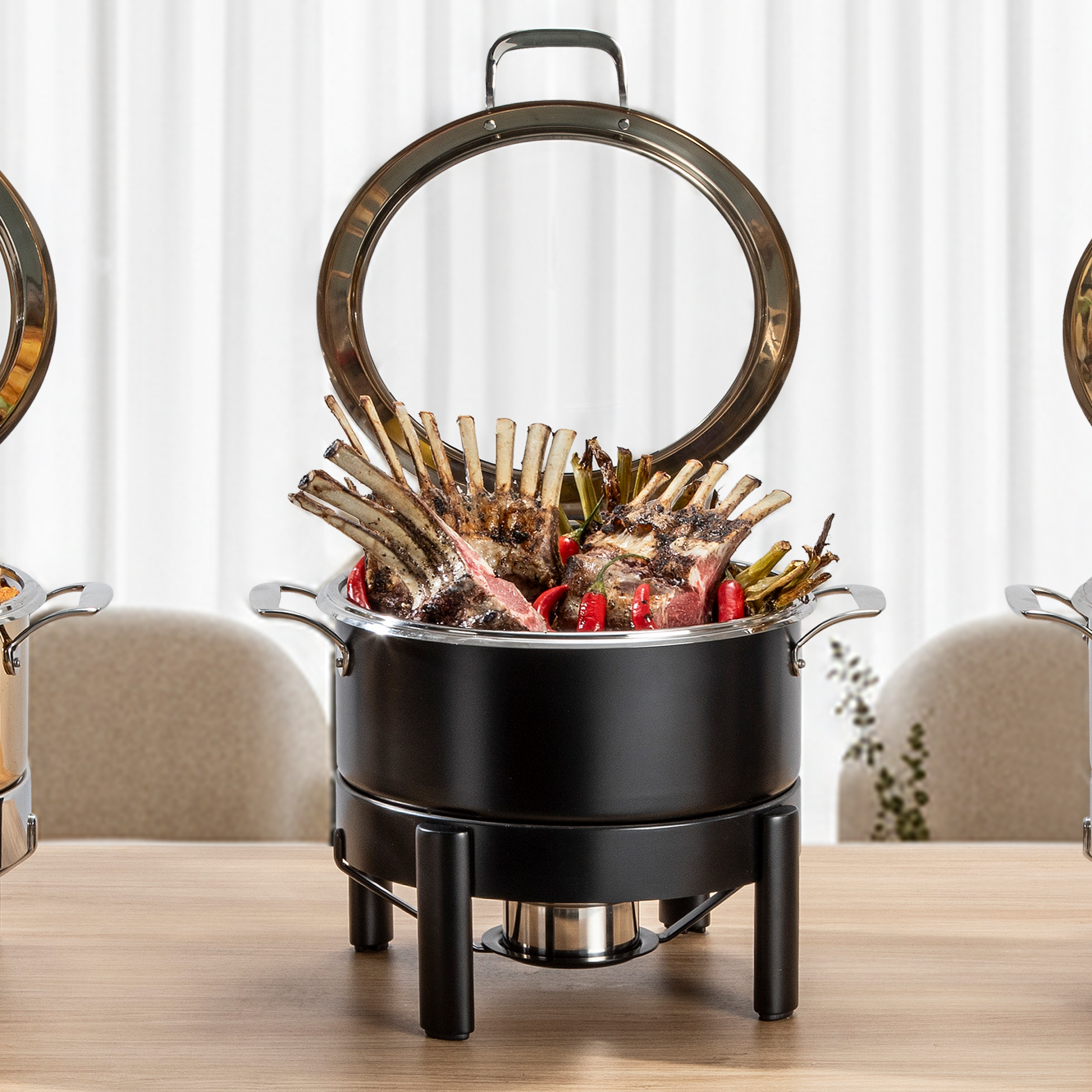 rosseto-le-dish-gwd300k-bk-chafing-set-4-5-l-schwarz-mit-rahmen-und-brenner-kit image 3