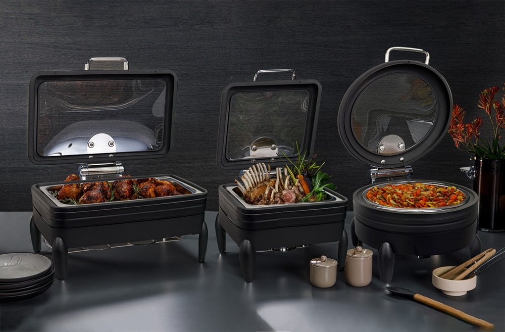 rosseto-cp403-bk-de-luxe-chafing-dish-rund-mattschwarz-mit-glasdeckel image 2