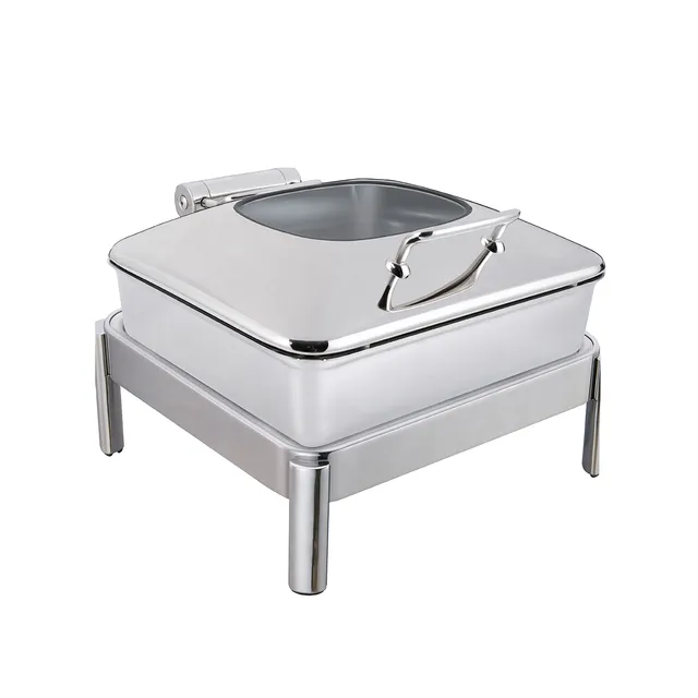 rosseto-vista-gw32eslk-ch-chafing-pot-6-34-qt-eckig-mit-chromrahmen-brenner-kit image 1