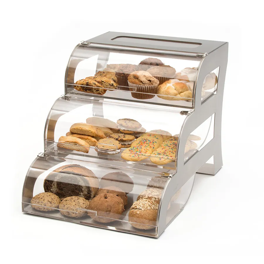 rosseto-bk010-bakery-display-3-st-ckig-acryl-mit-edelstahl-st-nder image 1