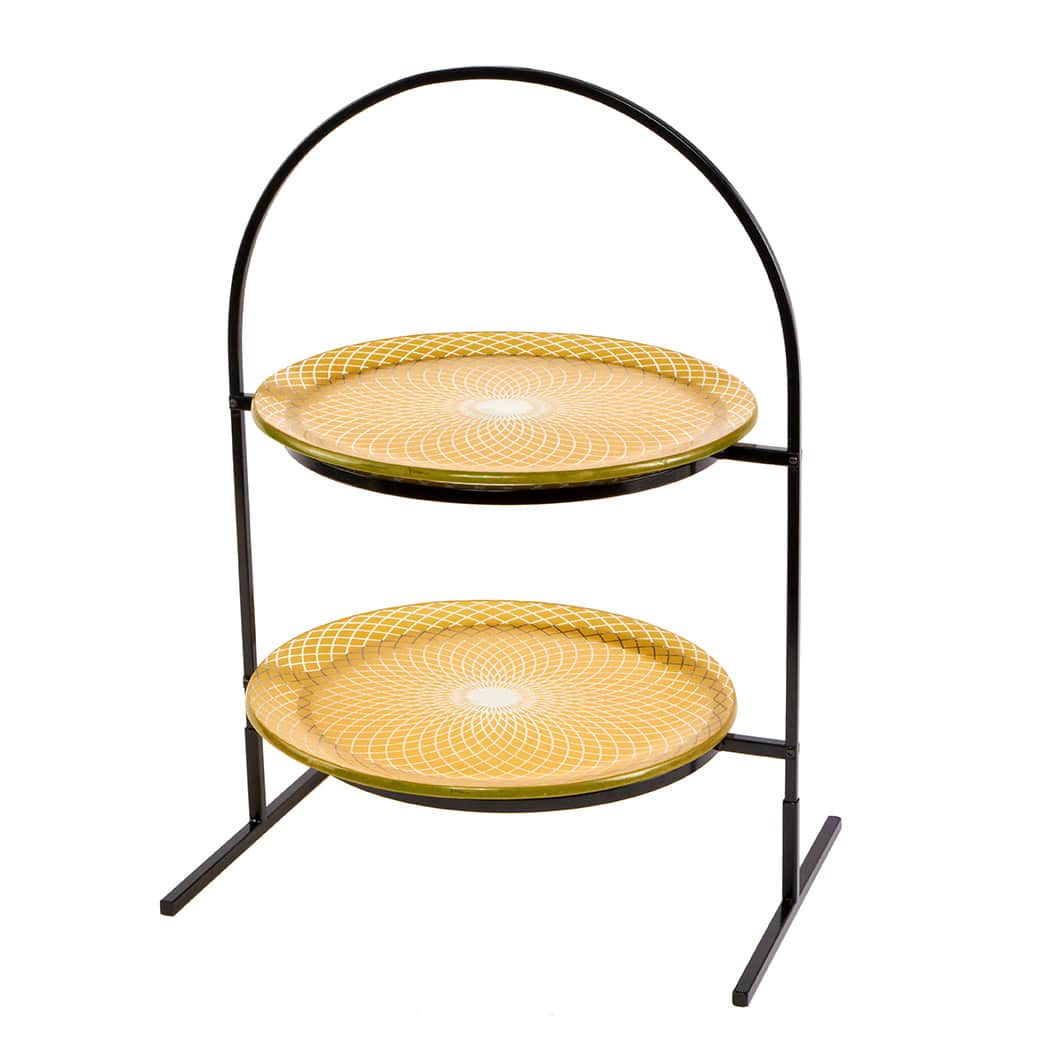 rosseto-kalderon-gst08gfp-2-ebenen-st-nder-schwarz-gold-mit-2-glasplatten-33-cm image 2