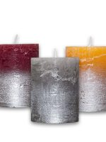 villaverde-rustikale-stumpenkerze-68-x-90-mm-metallic-silber-classic-candle image 2