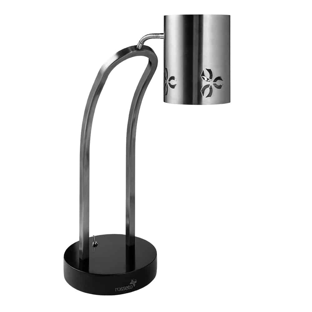 rosseto-iris-hl017-w-rmelampe-single-edelstahl-mit-schwarzem-metallfu image 1