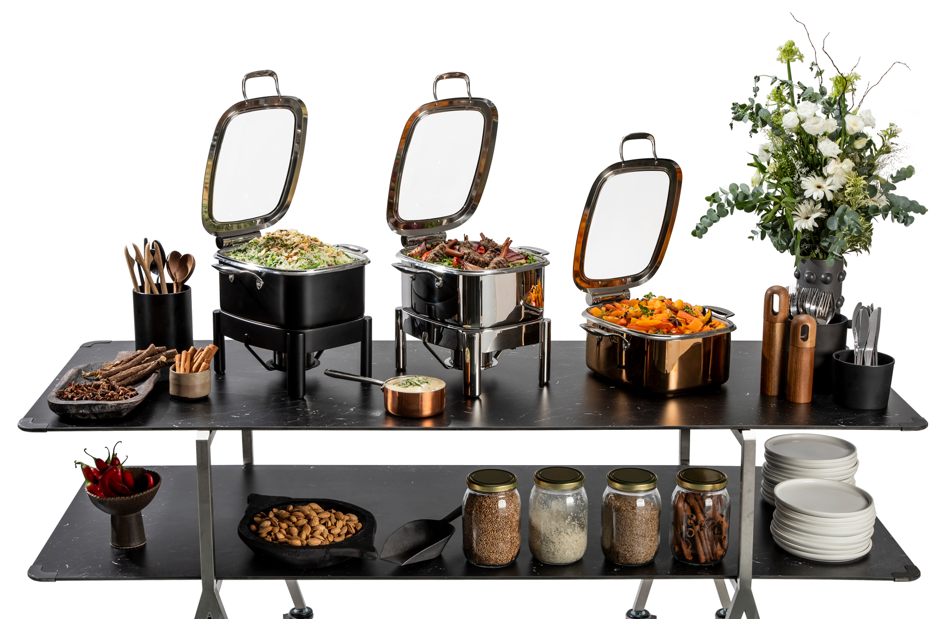rosseto-le-dish-gwd295k-bk-chafing-dish-eckig-schwarz-4-2-qt-mit-rahmen image 2