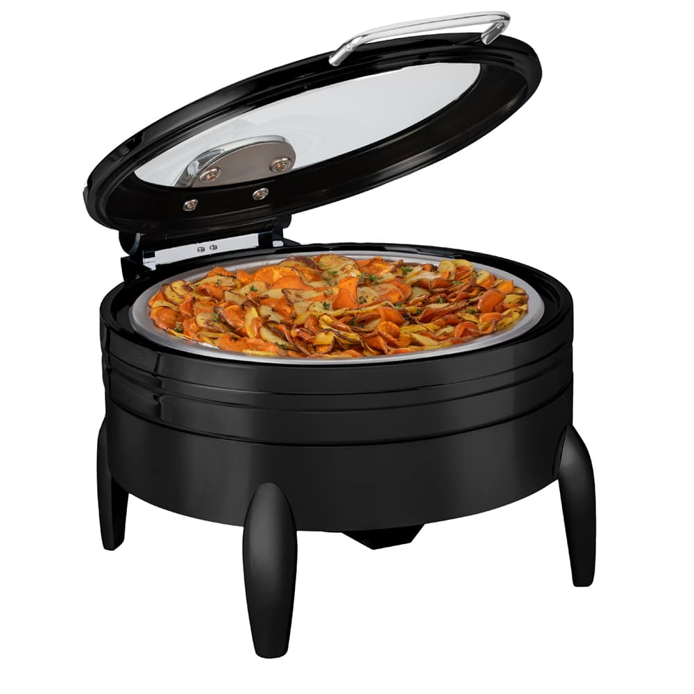 rosseto-de-luxe-cp403f-bk-runder-chafing-dish-matt-schwarz-mit-glasdeckel image 1
