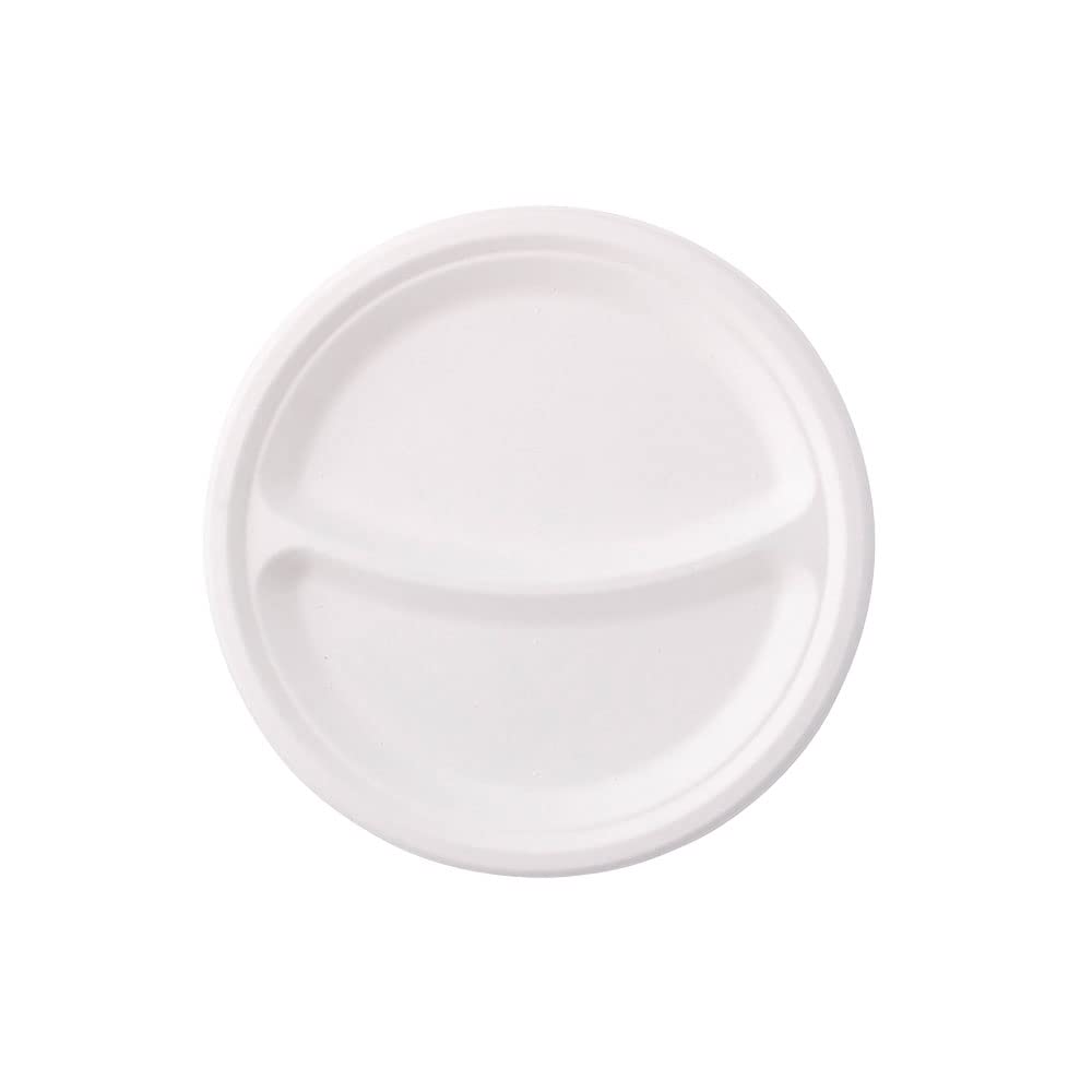 biozoyg-einwegteller-zuckerrohr-2-kammern-22cm-wei-50-st-ck image 2