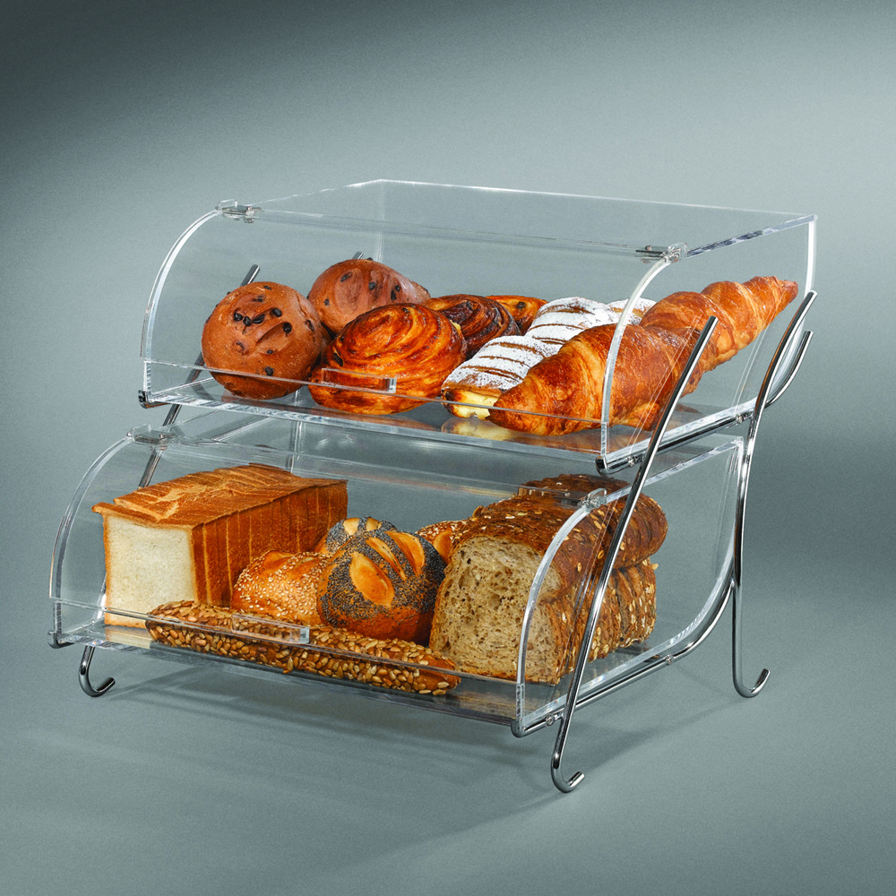 rosseto-bak2937-b-ckerei-vitrine-2-st-ckig-acryl-klar-mit-verchromtem-drahtst-nd image 1