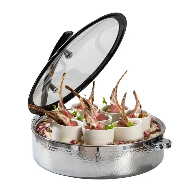 rosseto-rondeau-buffet-server-rund-hammerschlag-stahl-7-93-qt-cw-ncb38c image 1