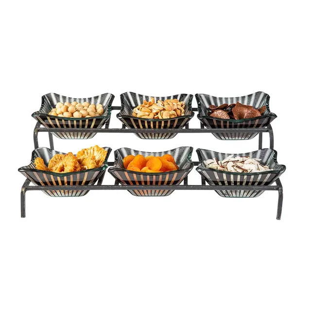rosseto-kalderon-gst04bfp-2-ebenen-gew-rzst-nder-schwarz-mit-6-glas-bowls image 1