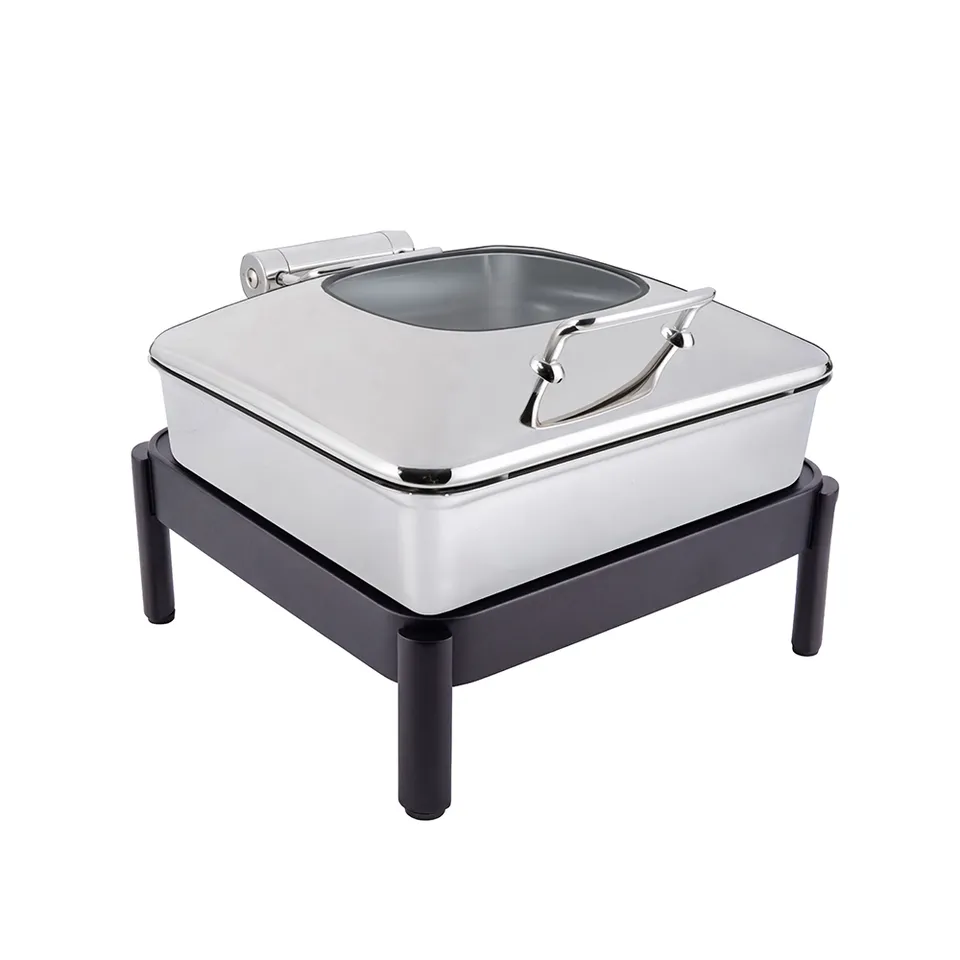 rosseto-vista-gw32eslk-chbk-chafing-topf-6-34-qt-chrom-quadratisch-mit-gestell image 1