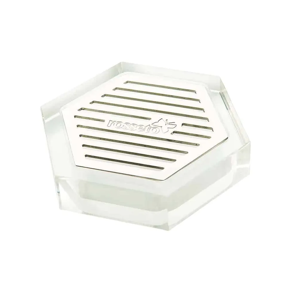 rosseto-honeycomb-ld107-acryl-tropfschale-mit-edelstahl-einsatz-f-r-getr-nkespen image 1