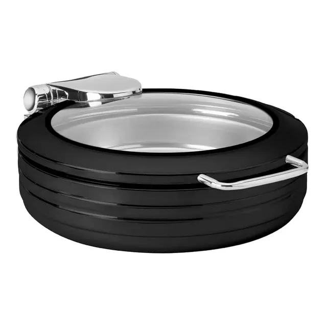 rosseto-cp403-bk-de-luxe-chafing-dish-rund-mattschwarz-mit-glasdeckel image 1