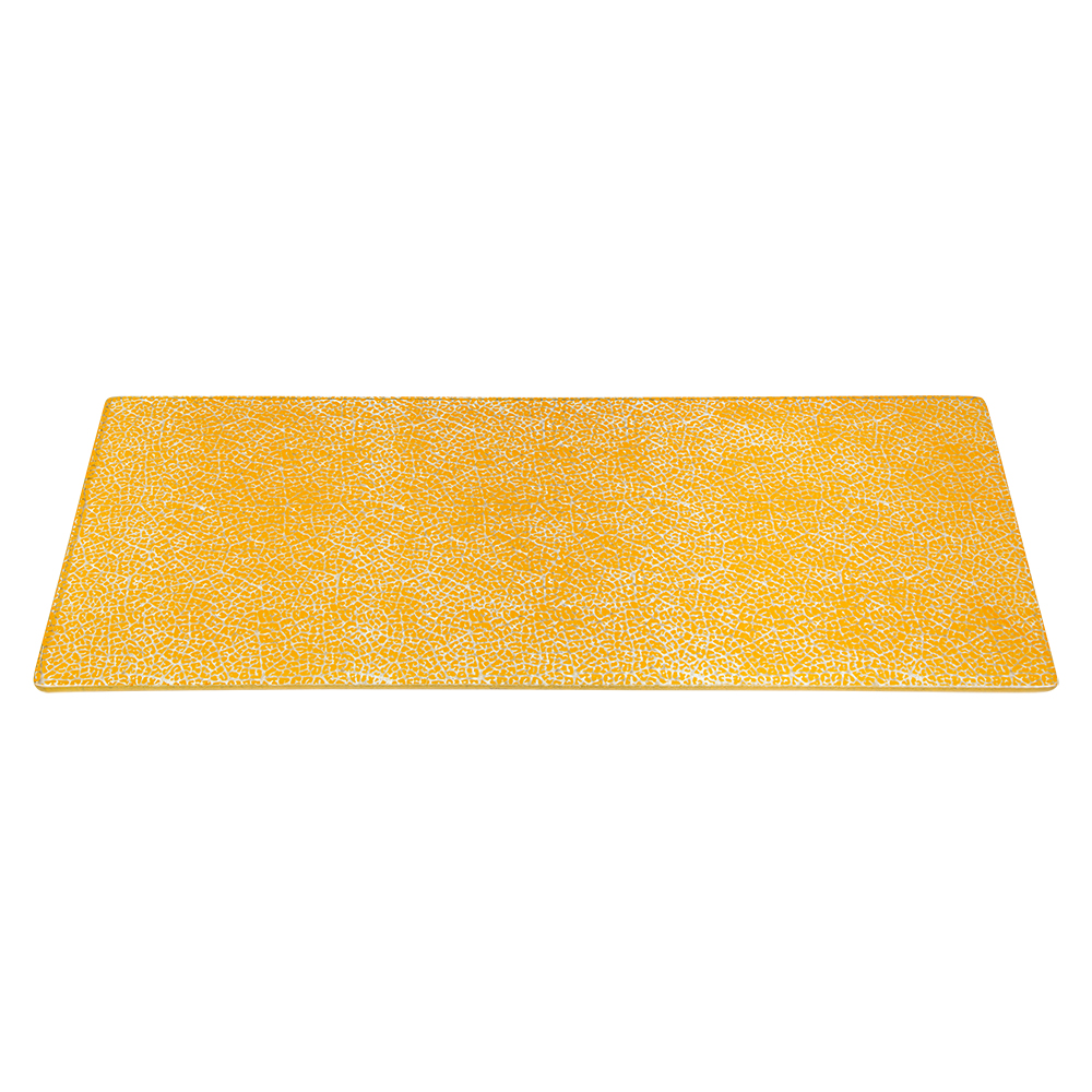 rosseto-kalderon-foglia-glasplatte-wide-rectangle-senf-handmade-glass-gls026m image 1