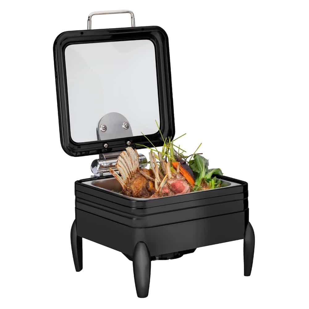 rosseto-de-luxe-cp402f-bk-chafing-dish-quadratisch-schwarz-matt-mit-glasdeckel-i image 1