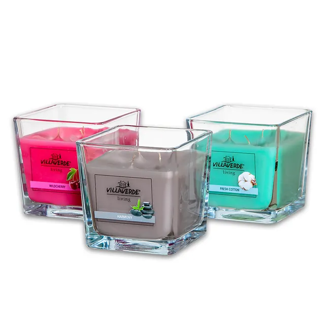 villaverde-duftkerze-3-docht-im-glas-10x10x10-cm image 1